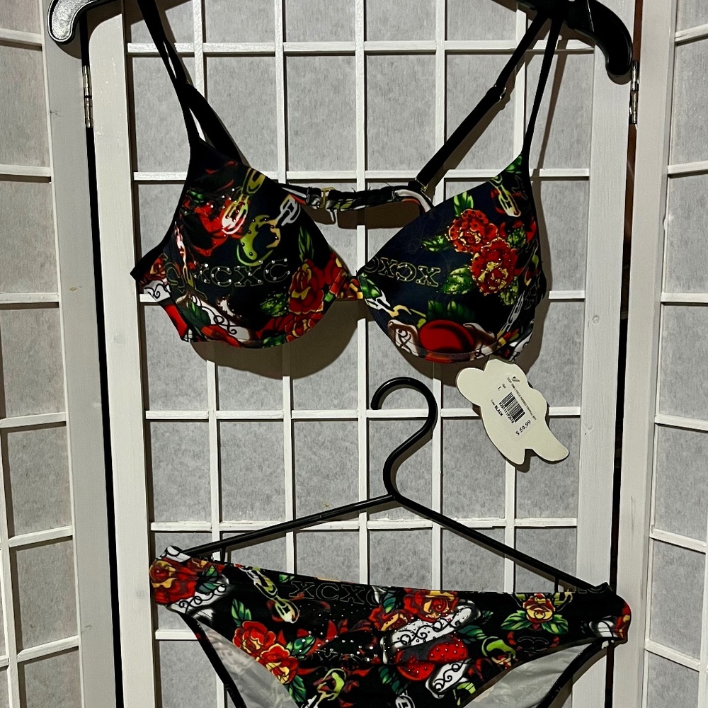 Rose Heart Chain Print Bikini